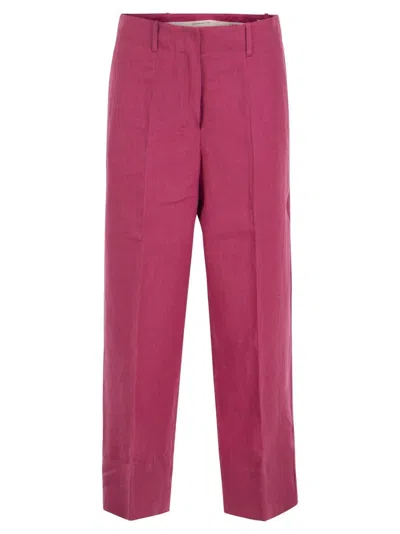 Max Mara S Dark Pink Linen Rebecca Pant