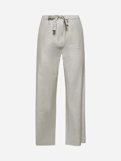 Max Mara S Ecru Linen Blend America Jogging Trousers