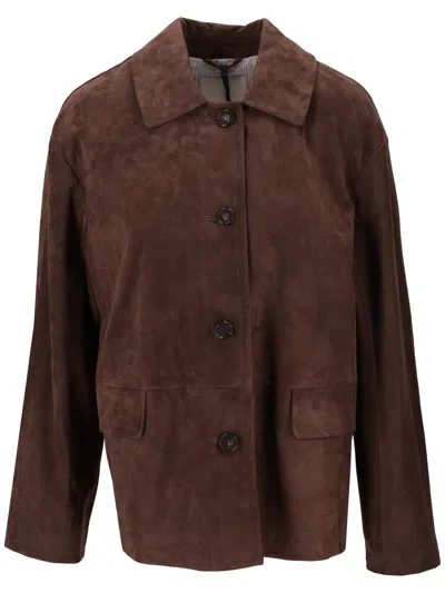 Max Mara S Giacca In Pelle In Brown