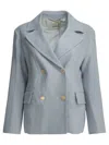 Max Mara S Linen Double Breasted Blazer In Multi