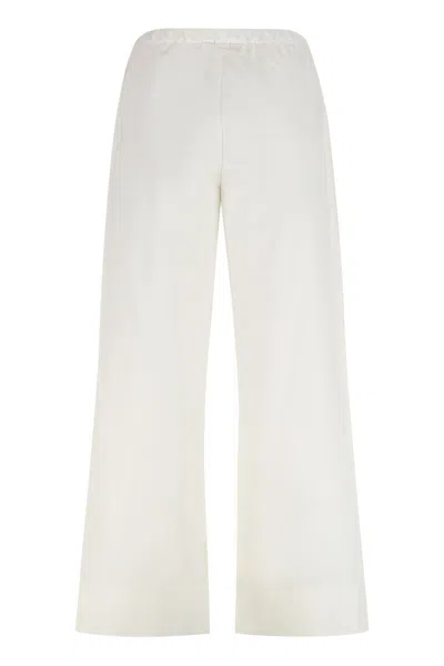 Max Mara S  Argento Poplin Cotton Trousers In White