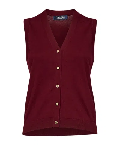 Max Mara S  Buttoned V-neck Knitted Top In Multi