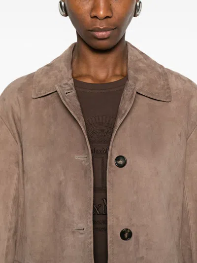 Max Mara S  Camel Suede Charme Jacket In Brown