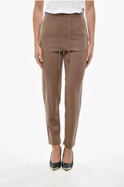 Max Mara S  Cashmere Blend Opera Pants In Brown