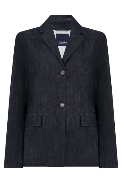 Max Mara S  Cotton Denim Blazer In Multi