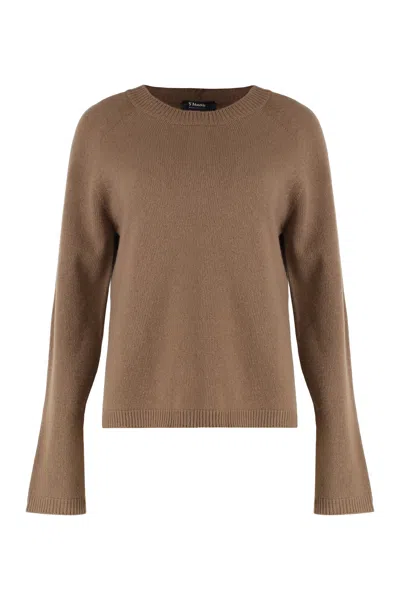 Max Mara S  Crew Neck Sweater Damasco In Wool And Cashmere
