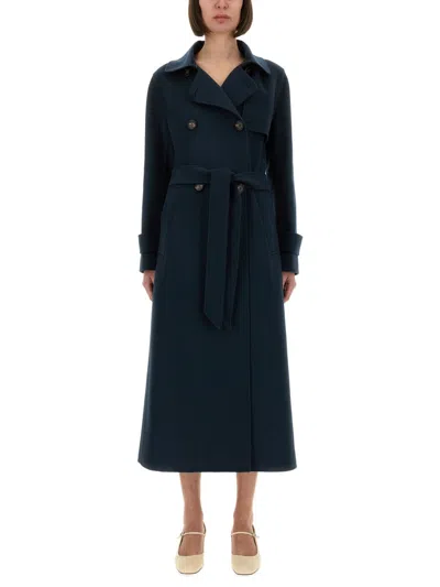 Max Mara S  Doublebreasted Coat Sem In Blue