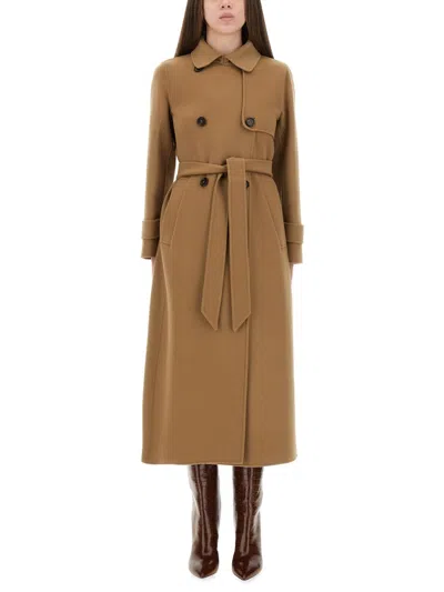 Max Mara S  Doublebreasted Coat Sem In Brown
