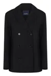 Max Mara S  Double-breasted Wool Jacket In Black