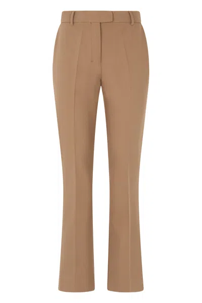 Max Mara S  Flared Trousers In A Cotton, Viscose And Polyester Blend In Brown