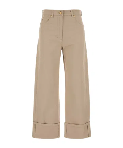 Max Mara S  Logo Patch Straight Leg Trousers In Nude