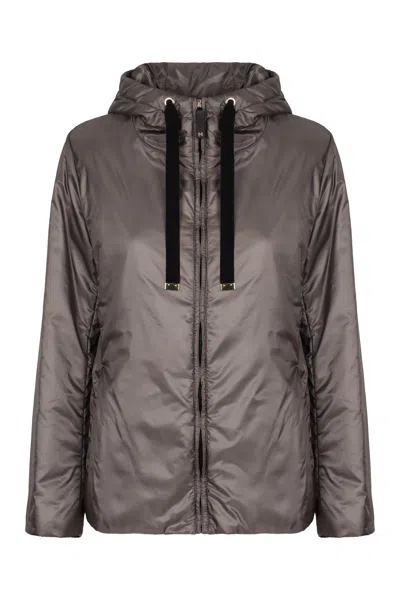 Max Mara S  Padded Jacket Greenh With Hood In Gray