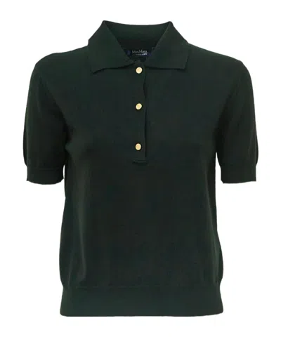 Max Mara S  Pomposa Short-sleeve Knitted Polo Top In Green