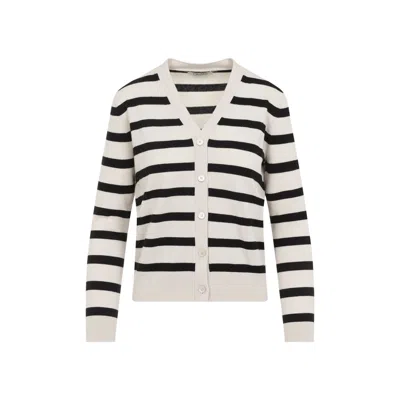 Max Mara S  Ribes Striped Cardigan In White