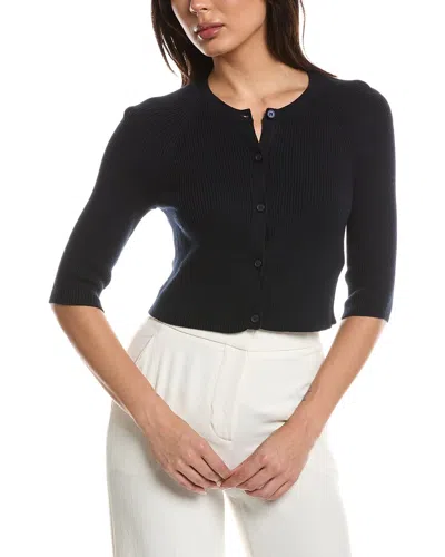 Max Mara S  Shoulder Wrap Ribbed Cardigan In Black