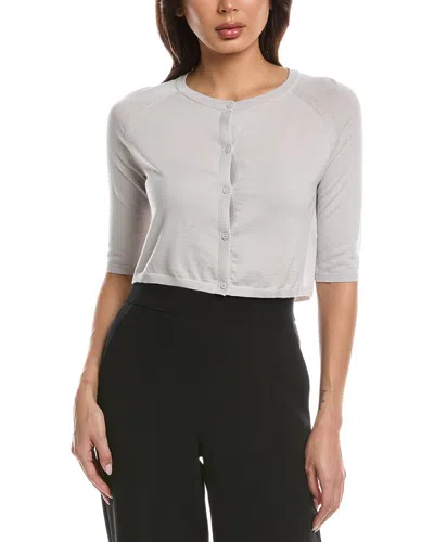 Max Mara S  Shoulder Wrap Wool Cardigan In Gray
