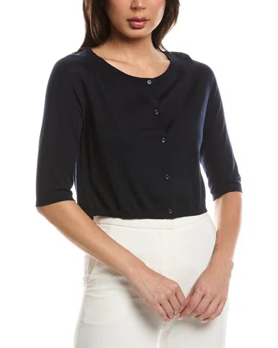 Max Mara S  Shoulder Wrap Wool Cardigan In Blue