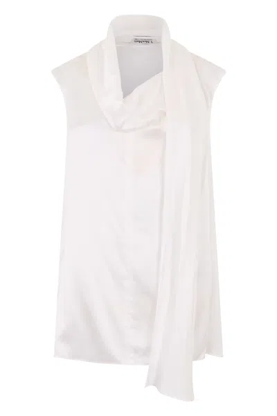 Max Mara S  Silk Blouse With Draping In White