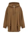 Max Mara Hooded Drawstring Coat In Brown