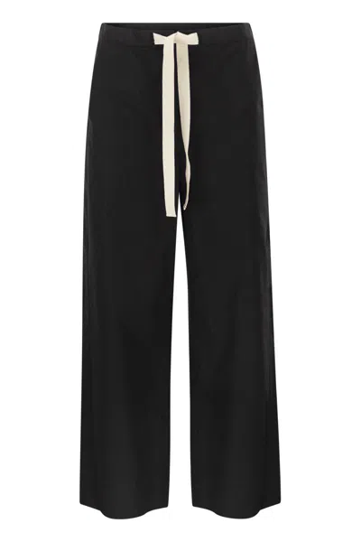 Max Mara S  Smmargento - Cotton Drawstring Trousers In Black