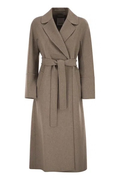 Max Mara S  Beige Elisa Virgin Wool Coat In Brown