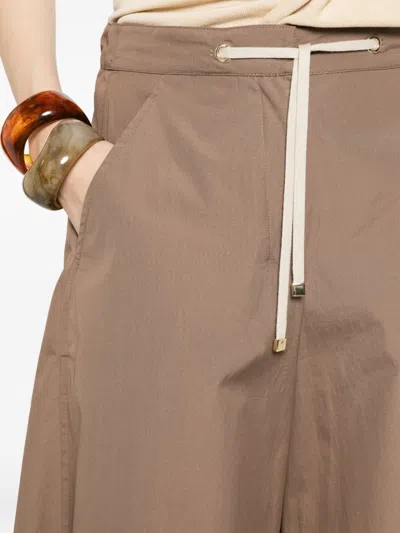 Max Mara S  Smmgufo - Cotton Culotte Trousers With Drawstring Waist In Brown