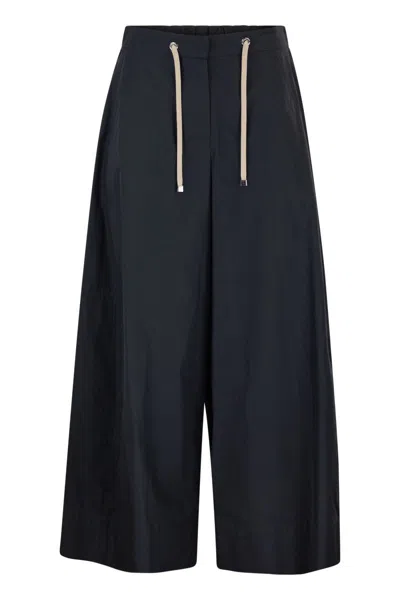 Max Mara S  Smmgufo - Cotton Culotte Trousers With Drawstring Waist In Black