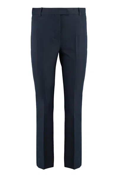 Max Mara S  Stretch Viscose Trousers With Flared Hem In Blue