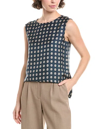 Max Mara S  Timetop Reversible Silk Top In Blue