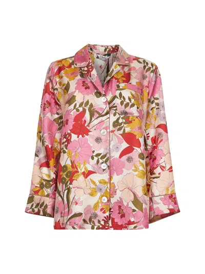 Max Mara S Pink Printed Silk Twill Alan Pajama Shirt