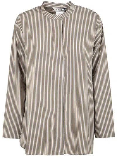 Max Mara S Rondine Striped Shirt In Brown
