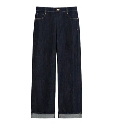 Max Mara S Pantalone Denim Tessuto 93% Cotone, 07% Kapok In Blue