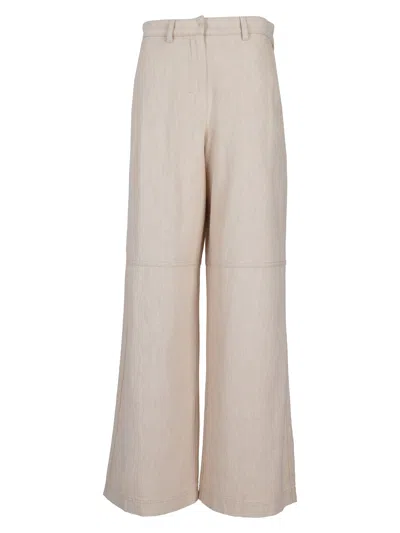 Max Mara S Pantalone Tessuto 100% Cotone In White