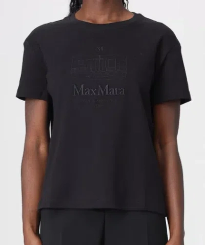 Max Mara S T Shirt Tessuto A Maglia 100% Cotone Ricami Esclusi In Black