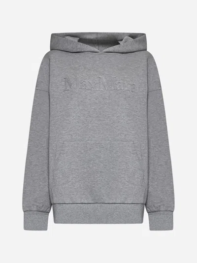 Max Mara S Sapore Cotton-blend Hoodie In Mid Grey