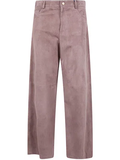 Max Mara Smmfulmine Suede Trousers In Pink
