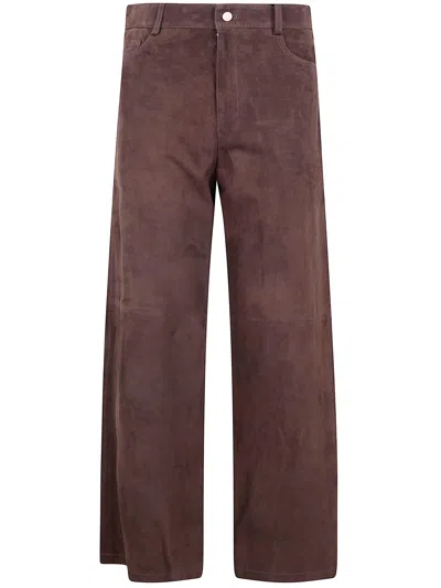 Max Mara S "smmfulmine" Suede Trousers In Brown