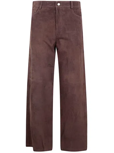 Max Mara S "smmfulmine" Suede Trousers In Brown