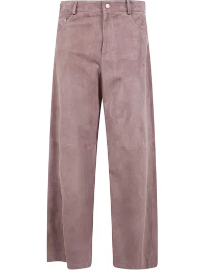 Max Mara S "smmfulmine" Suede Trousers In Brown