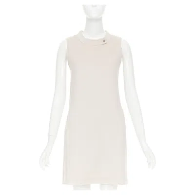 Pre-owned Max Mara S' Virgin Wool Angora Snap Button Collar Minimal Shift Dress It34 Xxs In Gray