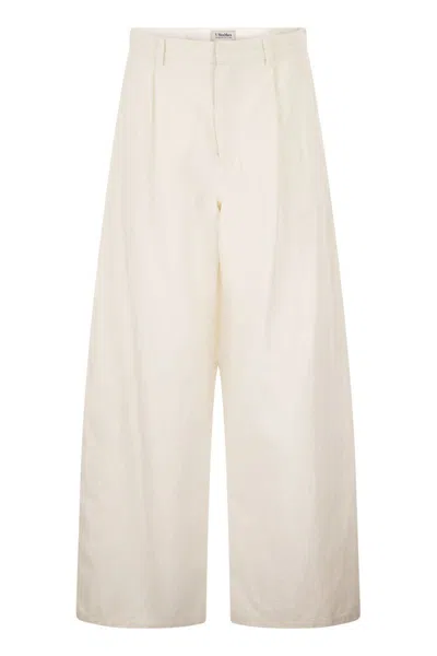Max Mara S White Denim Aloa Wide-leg Jeans