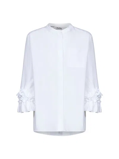 Max Mara S White Washed Poplin Favola Flared Shirt