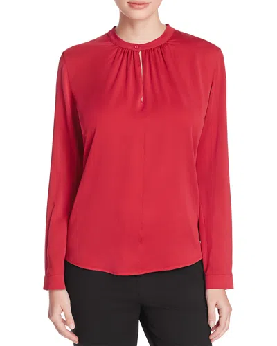 Max Mara Sabadel Silk Keyhole Shirt In Red