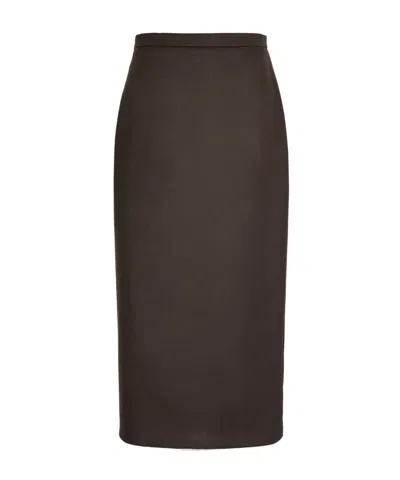 Max Mara Sable-look Camel Pencil Skirt In Brown