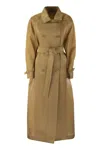 Max Mara Light Brown Sacco Long Trench Coat In Leather