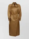 Max Mara Belted Organdy Trench Coat Featuring Pockets In Brown
