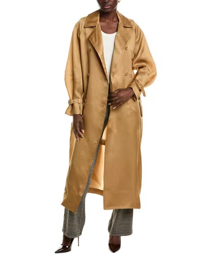Max Mara Sacco Silk Coat In Brown