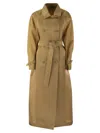 Max Mara Light Brown Sacco Long Trench Coat In Cuoio