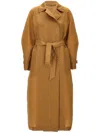Max Mara Belted Double-breasted Trench Coat With Adjustable Waist In Brown