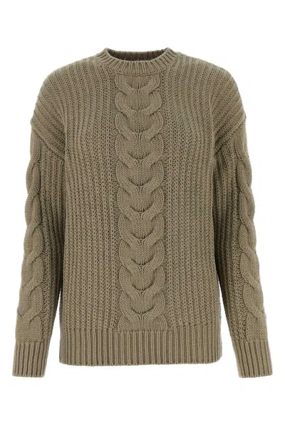 Max Mara Sage Green Cotton Acciaio Sweater In Verdekaki